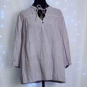 Faded Glory Women's Size XL/XG 16-18 Purple Concord Striped Blouse 3/4 Sleeves